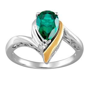 Gemstone Classics(tm)Sterling Silver Lab Created Emerald Ring