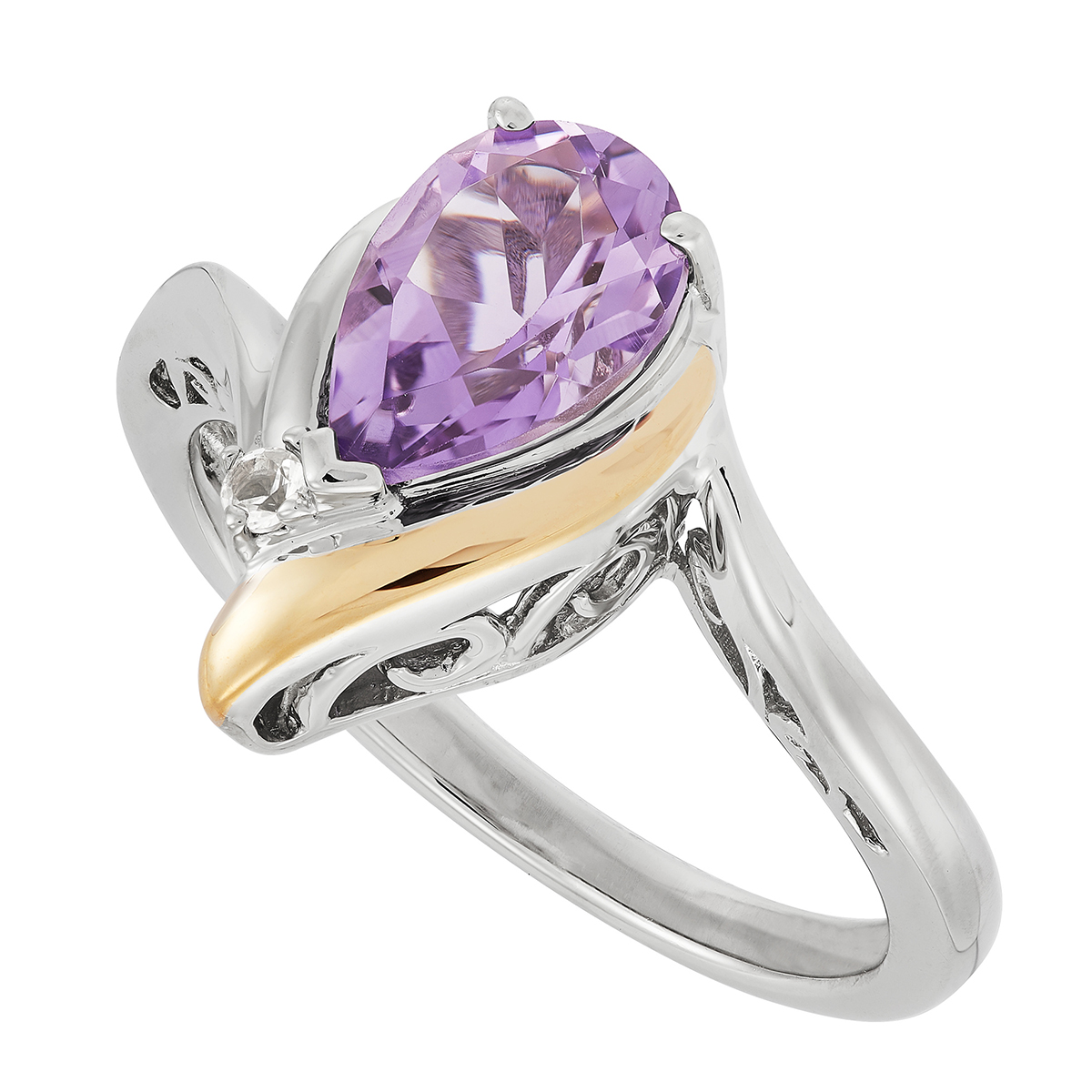 Gemstone Classics(tm) Sterling Silver & Amethyst Pear Ring