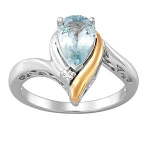 Gemstone Classics(tm) Aquamarine & Topaz 10kt. Silver Ring