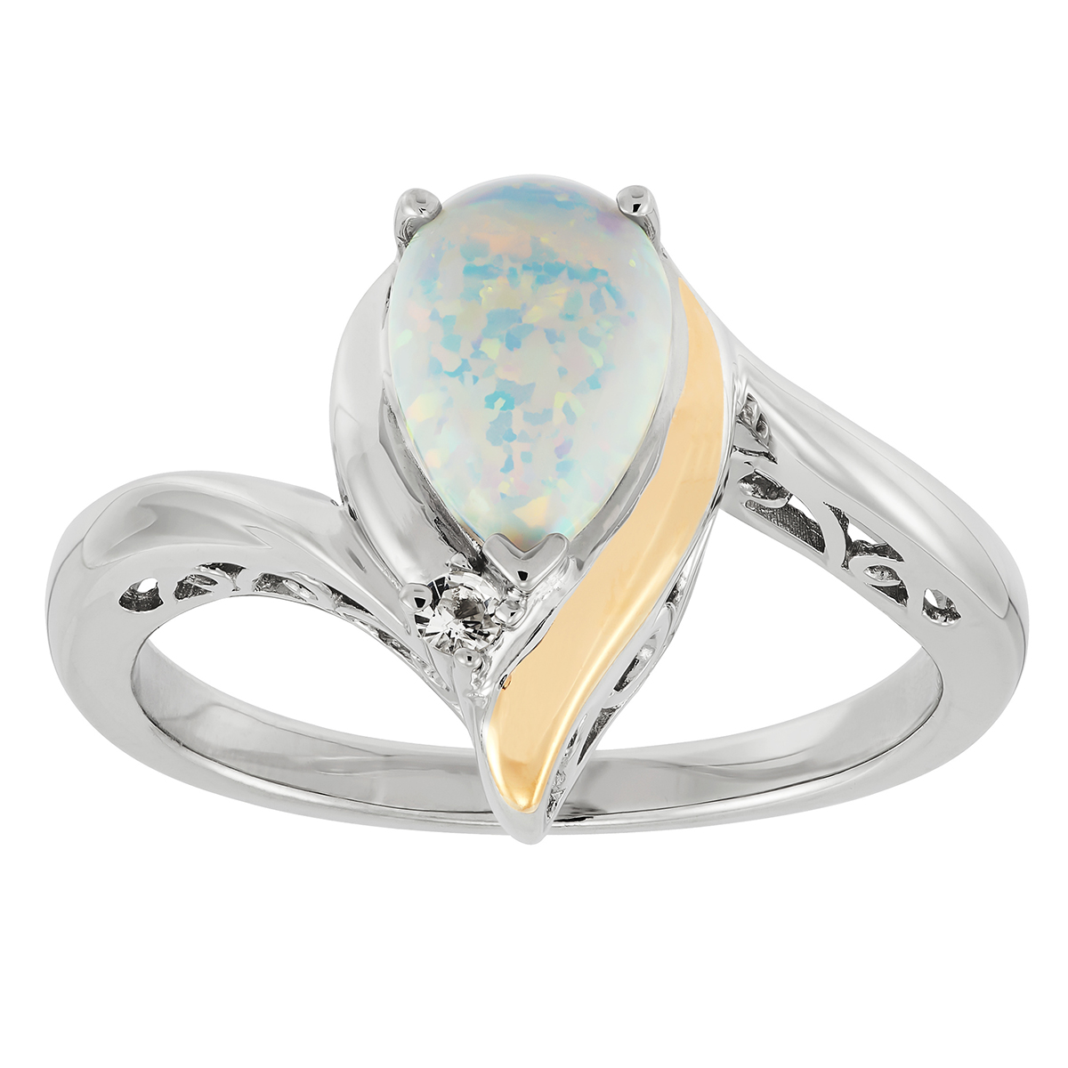 Gemstone Classics(tm) Sterling Silver 10kt. Pear Opal Ring