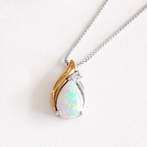 Gemstone Classics(tm) Sterling Silver 10kt. Pear Opal Pendant