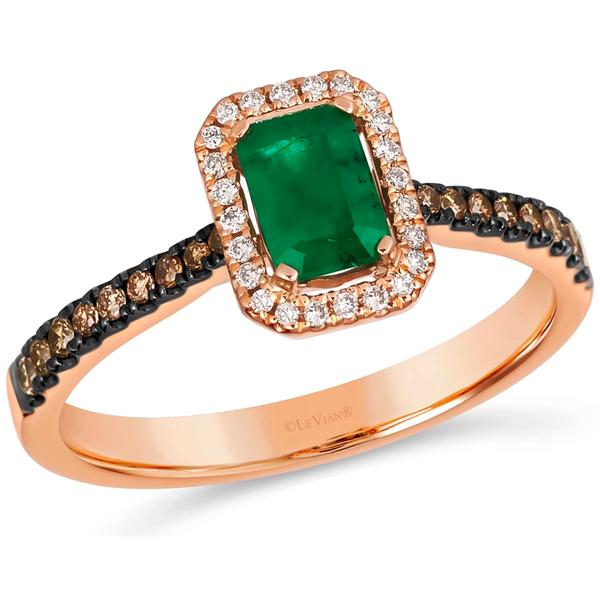 Le Vian(R) Rose  Gold Emerald Ring w/ Chocolate & Vanilla Diamonds