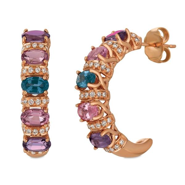 Le Vian(R) 14kt. Rose Gold Diamond Accent Spinel Hoop Earrings