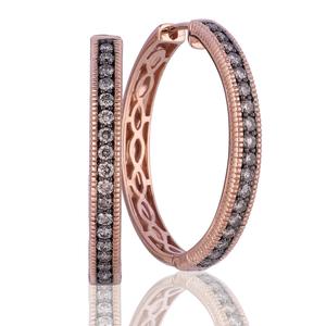 Le Vian Chocolatier(R) Chocolate Diamonds(R)/Rose Gold Hoop Earrings