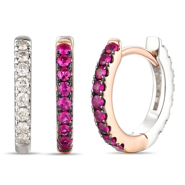 Le Vian(R) Two-Tone Passion Ruby(tm) & Diamond Hoop Earrings