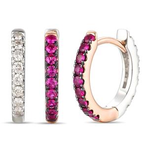 Le Vian(R) Two-Tone Passion Ruby(tm) & Diamond Hoop Earrings
