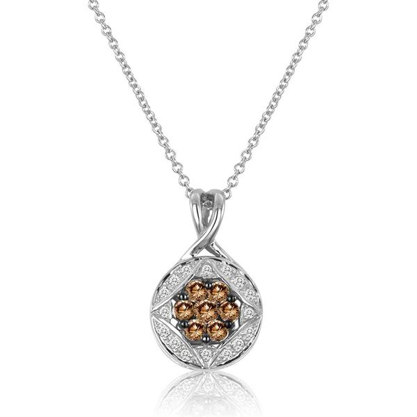 Le Vian(R) White Gold Brown & White Diamond Floral Cluster Pendant