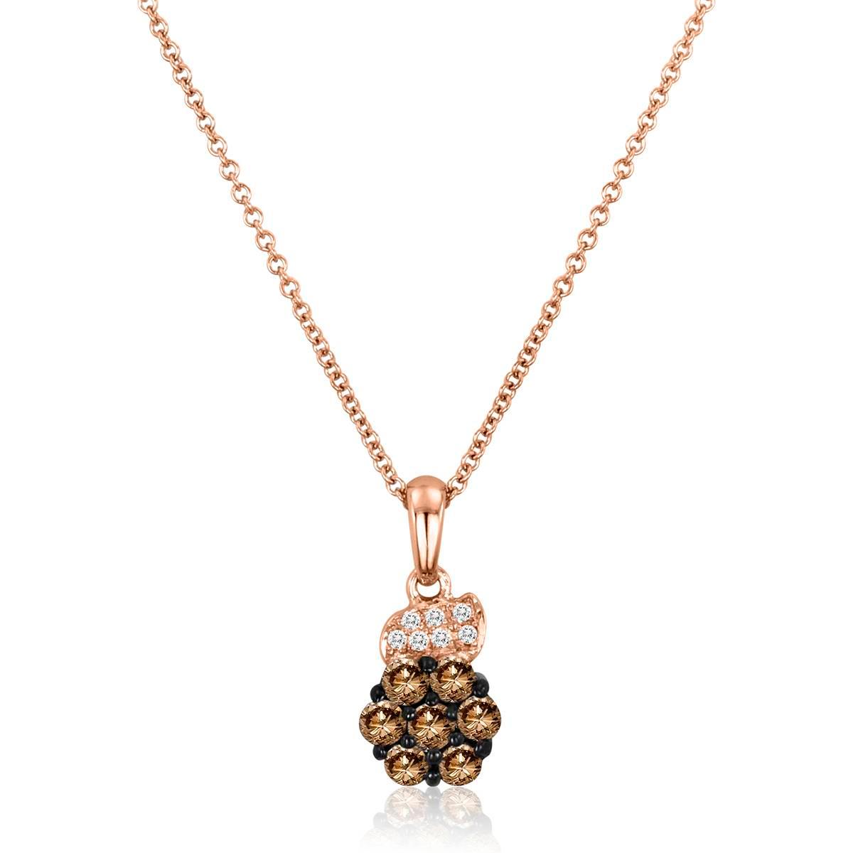 Le Vian(R) Rose Gold Brown & White Diamond Floral Cluster Pendant
