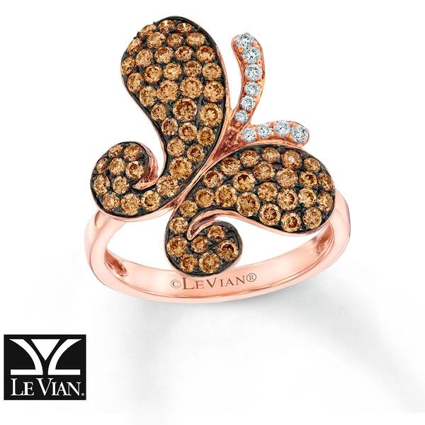 Le Vian(R) Rose Gold White & Chocolate Butterfly Ring