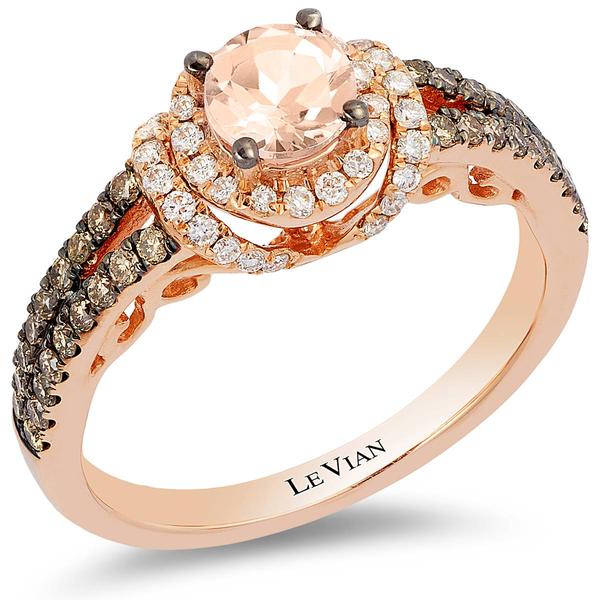 Le Vian(R) Rose Gold Morganite & Diamond Halo Ring