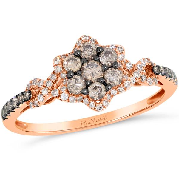 Le Vian(R) Rose Gold Brown & White Diamond Floral Ring