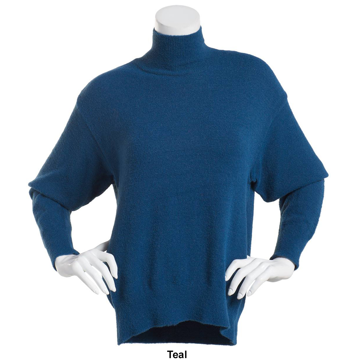 Womens By Design Long Sleeve Mock Neck Fuzzy Pullover Sweater