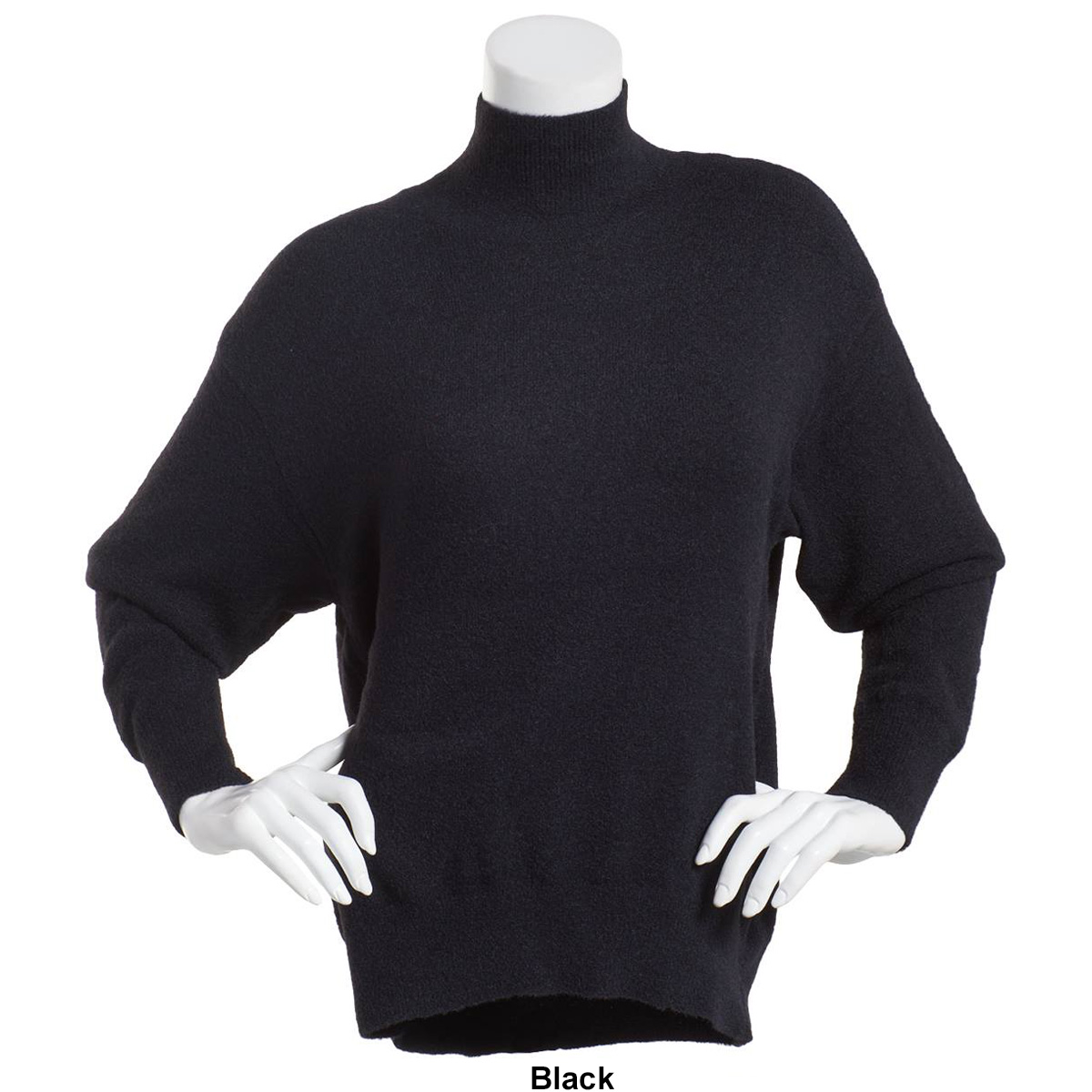 Womens By Design Long Sleeve Mock Neck Fuzzy Pullover Sweater