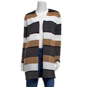 Womens By Design Long Sleeve Color Block Stripe Cardigan