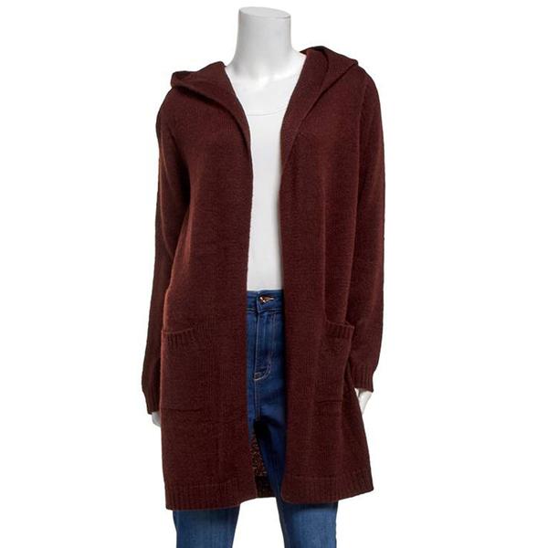Womens By Design Long Sleeve Solid Two Pocket Hooded Cardigan alternate view