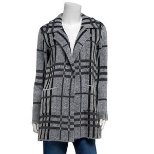 Womens By Design Long Sleeve Notched Two Pocket Plaid Coatigan alternate view