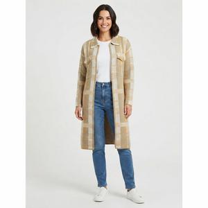 Womens By Design Long Sleeve Chest Pocket Houndstooth Coatigan