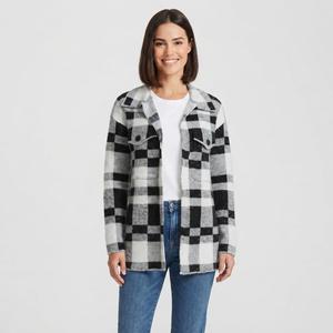 Womens By Design Long Sleeve Open Front Plaid Coatigan