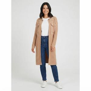 Womens By Design Long Sleeve Solid Two Pocket Coatigan