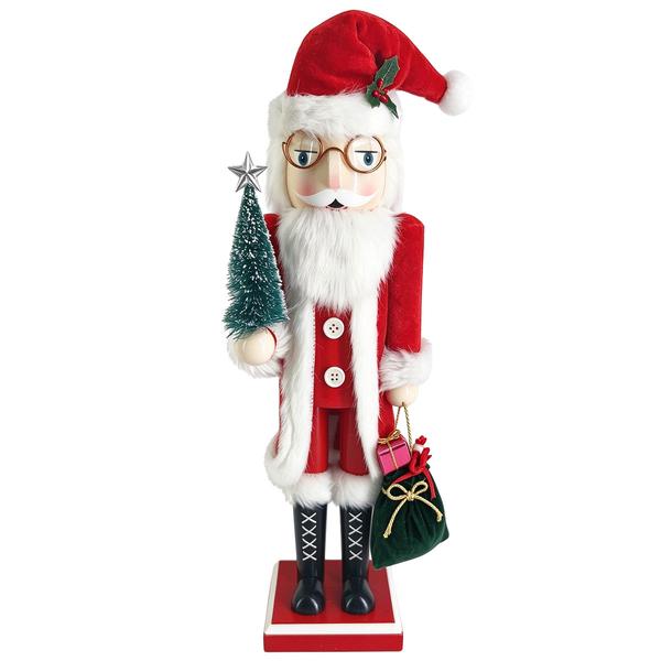 15in. Santa Nutcracker with Tree & Gift Bag