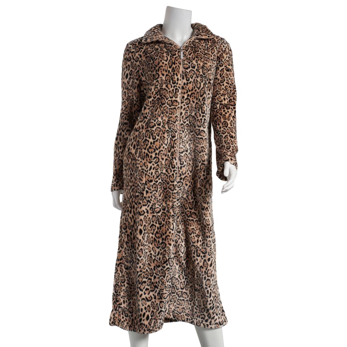 Womens Jasmine Rose 48in. Leopard Zip Robe