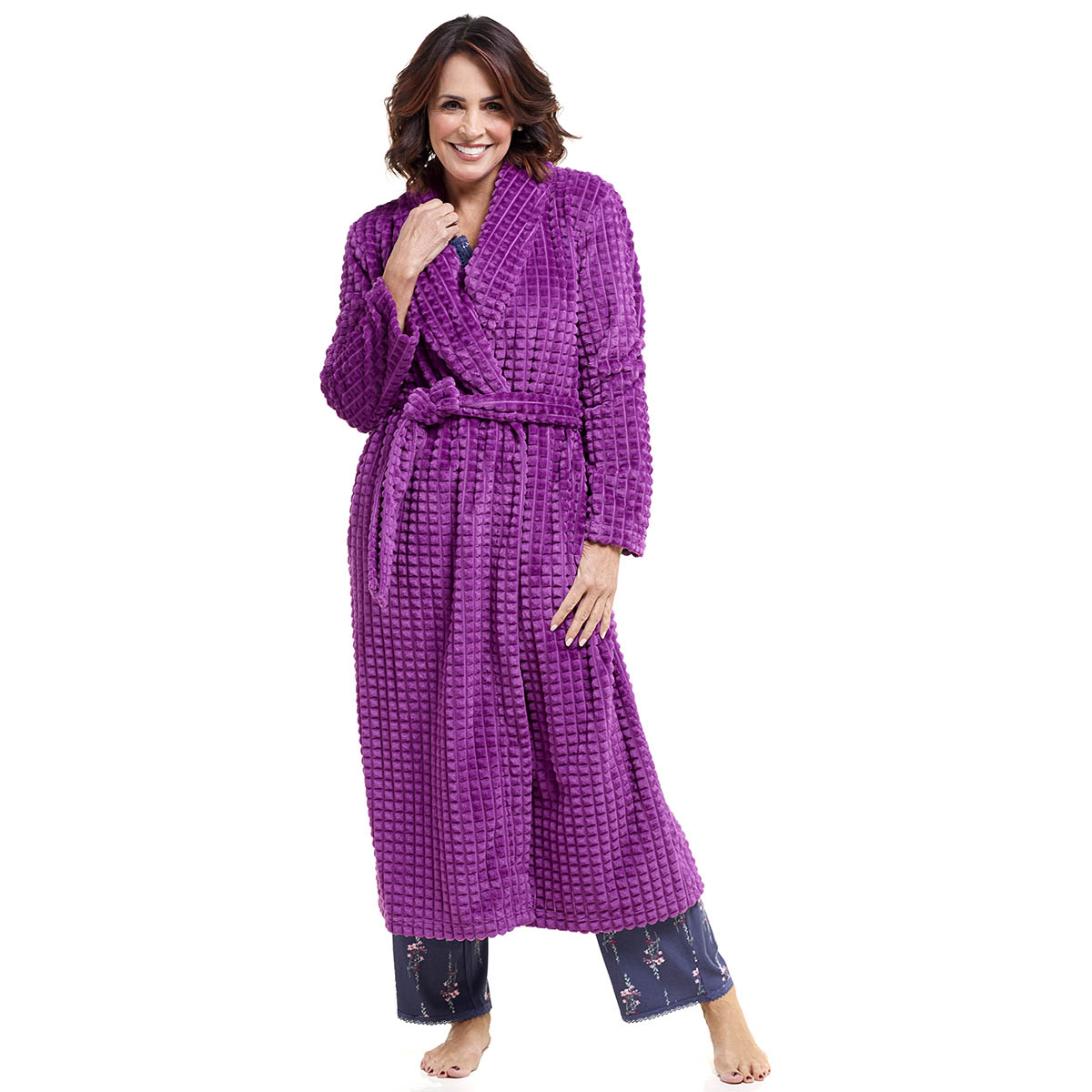 Womens Jasmine Rose Long Sleeve 48in. Super Textured Robe