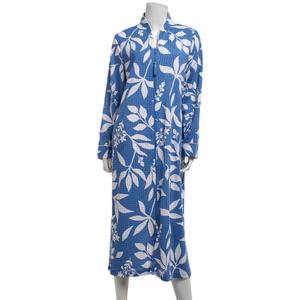 Womens Jasmine Rose Long Sleeve Leaves Houndstooth Zip Robe