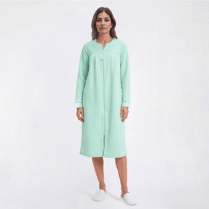Plus Size Jasmine Rose Long Sleeve 42in. Double Knit Zip Robe