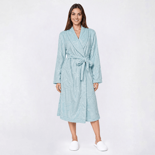 Womens Dreaming of Jules Long Sleeve Bows Plush Wrap Robe alternate view