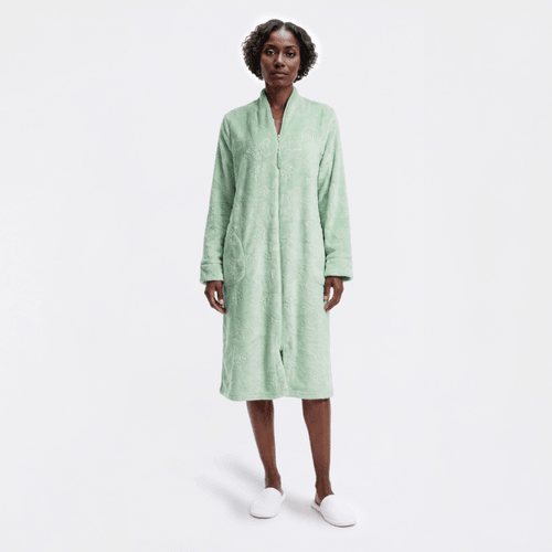 Petite Jasmine Rose Long Sleeve Floral/Butterfly Zip Robe