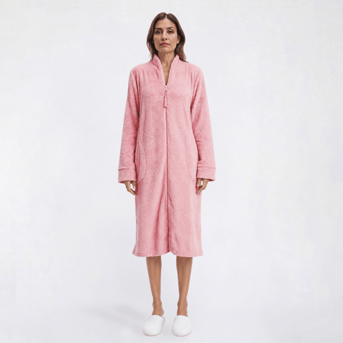 Petite Jasmine Rose Long Sleeve Floral/Butterfly Zip Robe