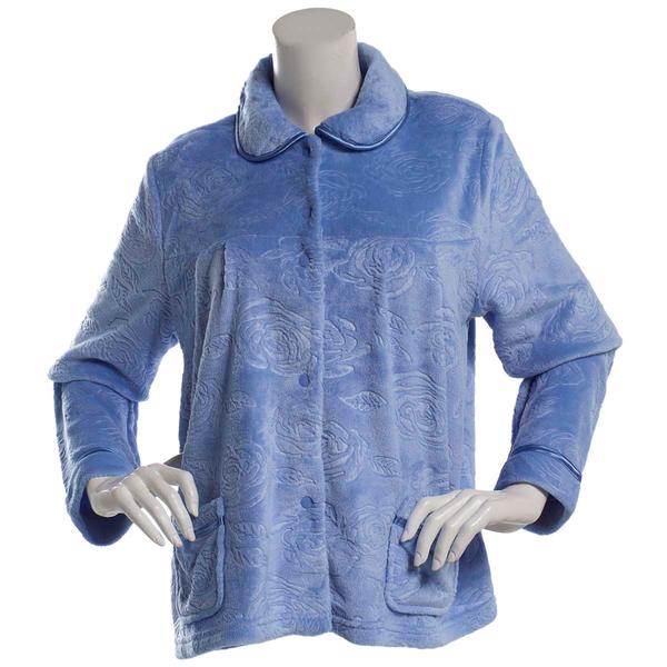 Petite Jasmine Rose Peter Pan Collar Roses Plush Snap Bed Jacket
