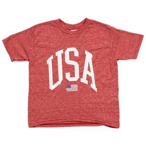 Boys (4-7) USA Flag Short Sleeve Tee  Red