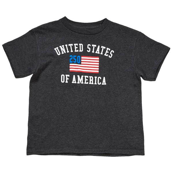 Boys (8-20) 250 Flag Short Sleeve Tee - Charcoal Heather
