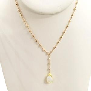 Gold Plated & Lab Opal Pear Shaped Y-Necklace