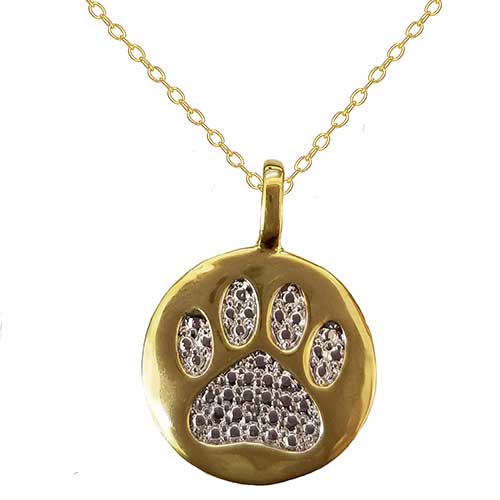 Accents By Gianni Argento Diamond Accent Paw Pendant Necklace