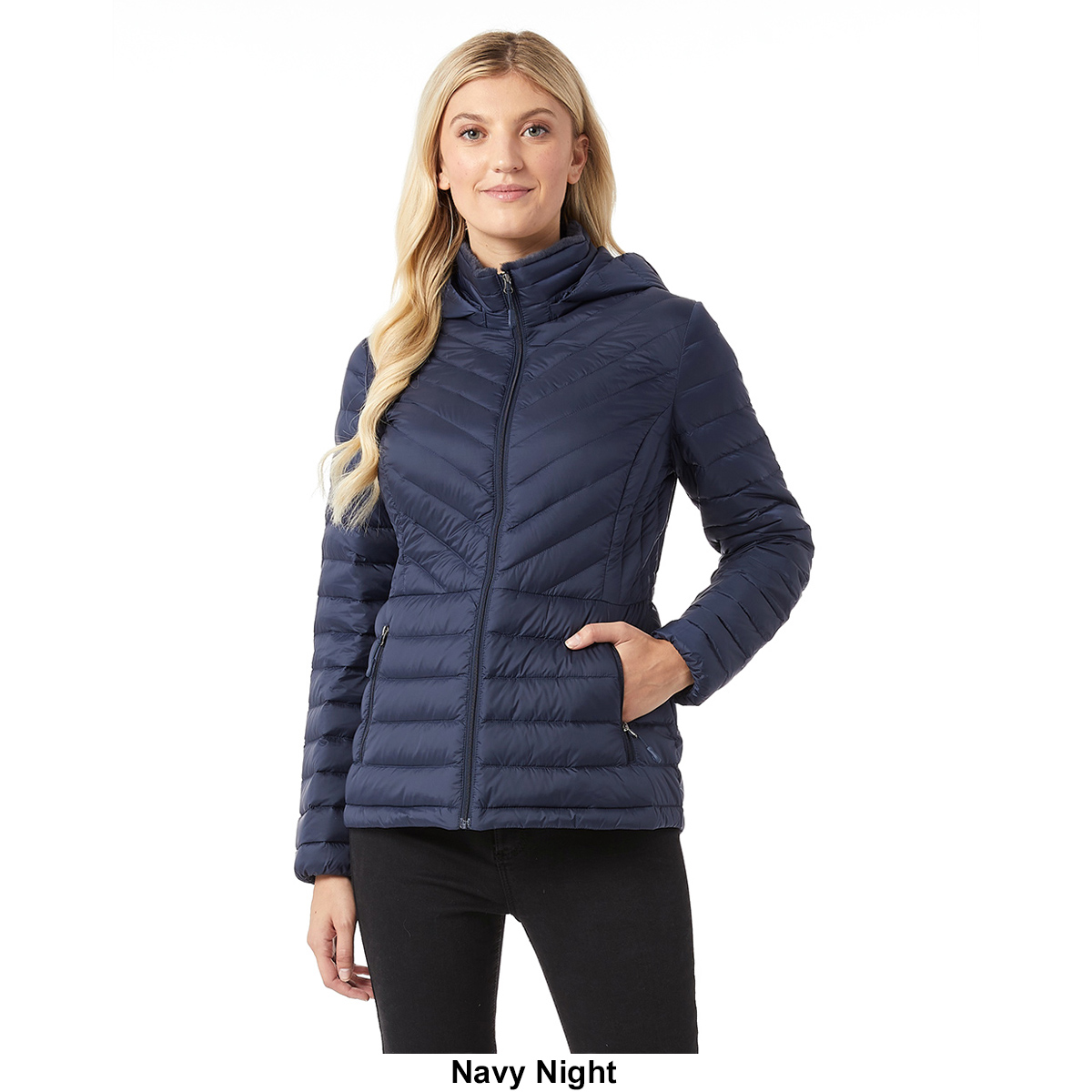 Womens 32 Degrees Packable Down Jacket With Faux Fur Collar