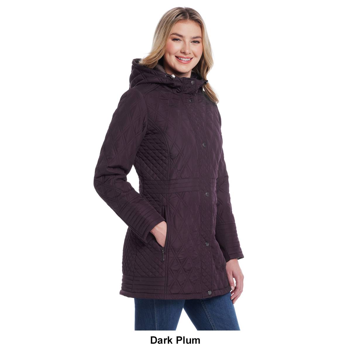 Petite Weatherproof(R) Plush Lined Mixed Quilted Walker Coat