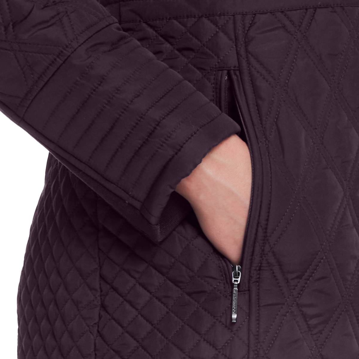 Petite Weatherproof(R) Plush Lined Mixed Quilted Walker Coat