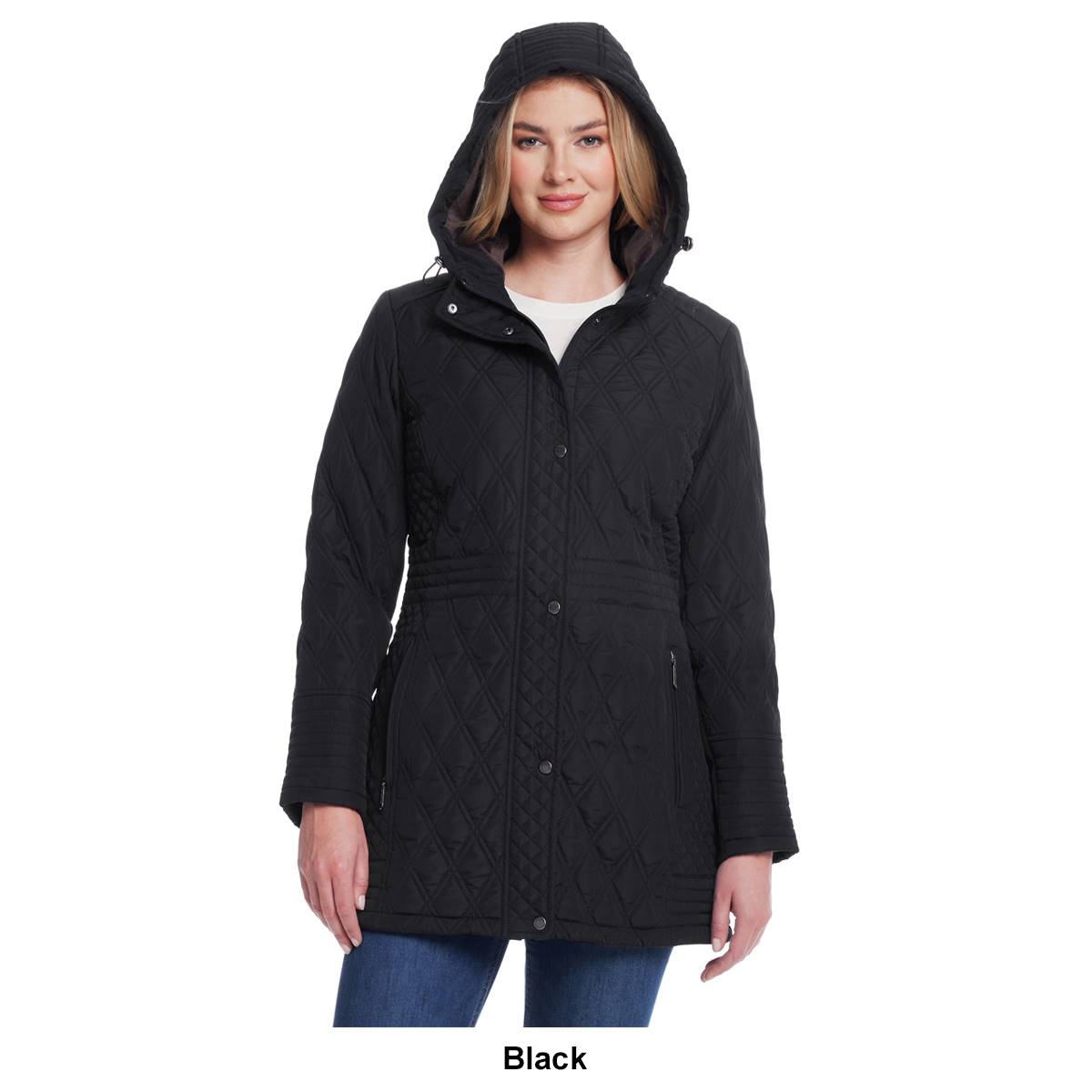 Petite Weatherproof(R) Plush Lined Mixed Quilted Walker Coat