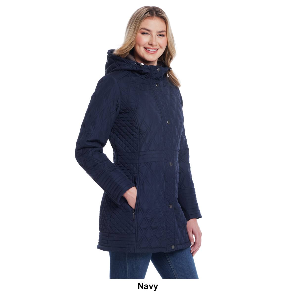 Petite Weatherproof(R) Plush Lined Mixed Quilted Walker Coat