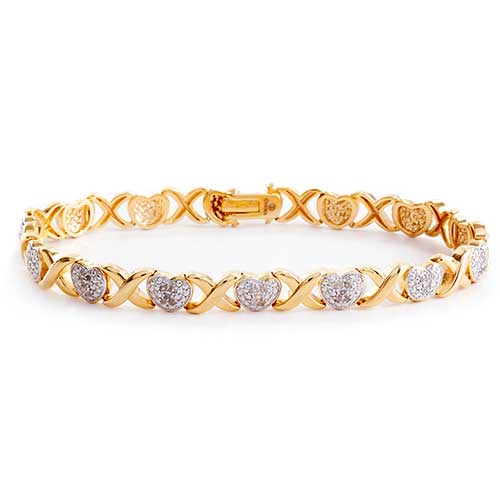 Gianni Argento Gold Plated X Hearts Bracelet