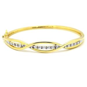 Gianni Argento Gold Plated Diamond Twisted Bangle Bracelet