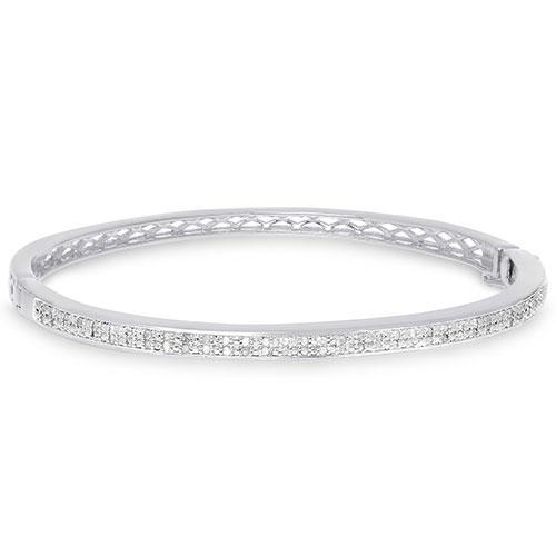 Gianni Argento Silver Plated 1/4ctw. Diamond Bangle Bracelet