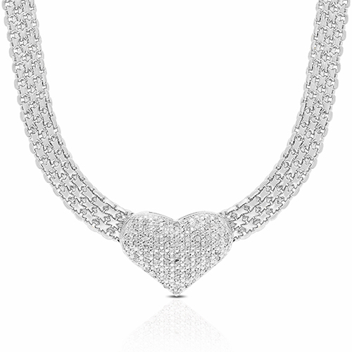 Gianni Argento Silver 1/10ctw. Diamond Heart Pendant Necklace
