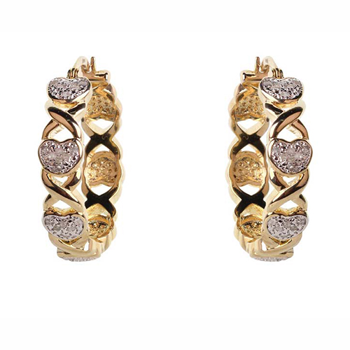 Gianni Argento Gold 1/4ctw. Diamond & Heart Hoop Earrings