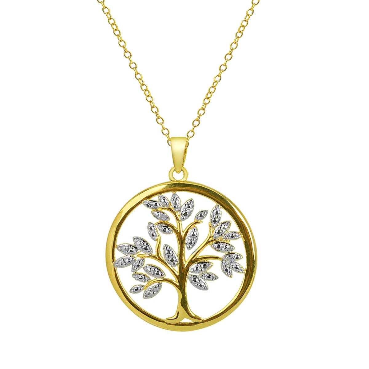 Gianni Argento Gold Plated 1/4ct. Diamond Tree Of Life Pendant