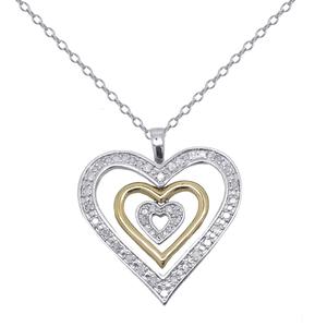 Gianni Argento Two-Tone 1/4ctw. Heart Pendant Necklace