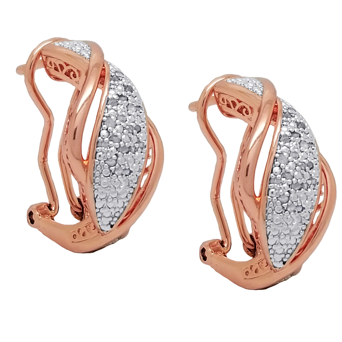 Gianni Argento Rose 1/4ctw. Diamond Swirl Hoop Earrings