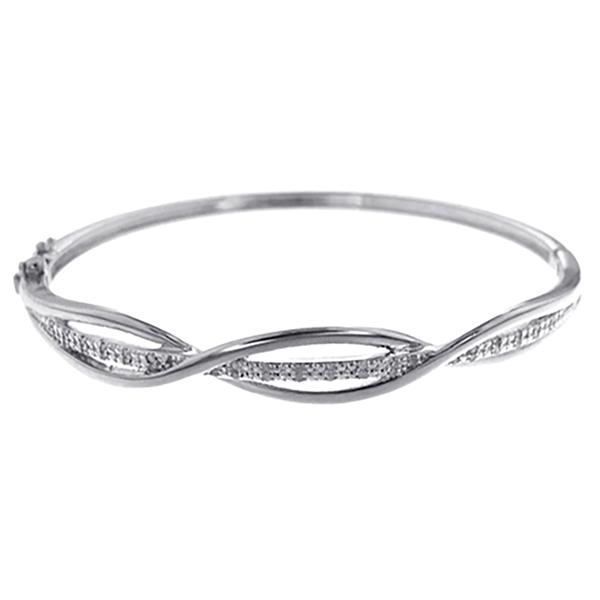 Gianni Argento Silver 1/4ctw. Diamond Swirl Bangle Bracelet